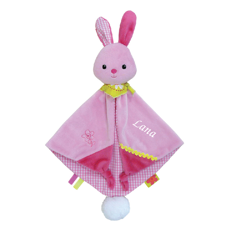  - lapin rose avec hochet - 30 cm 